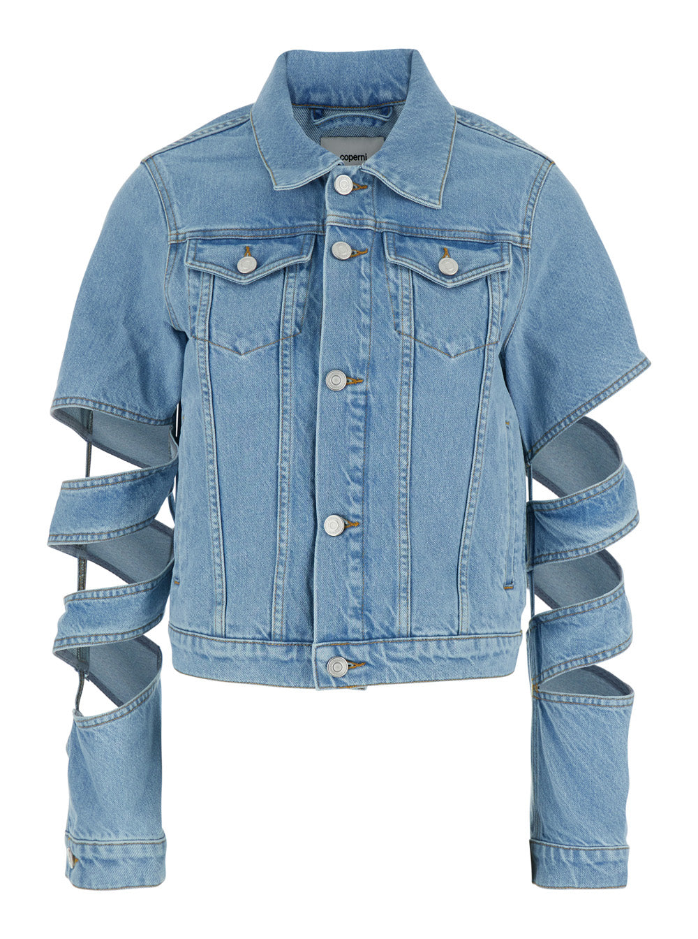Coperni Women Light Blue Jacket With Classic Collar And Spiral Cut-Out Sleeves In Denim Woman COPERNI
