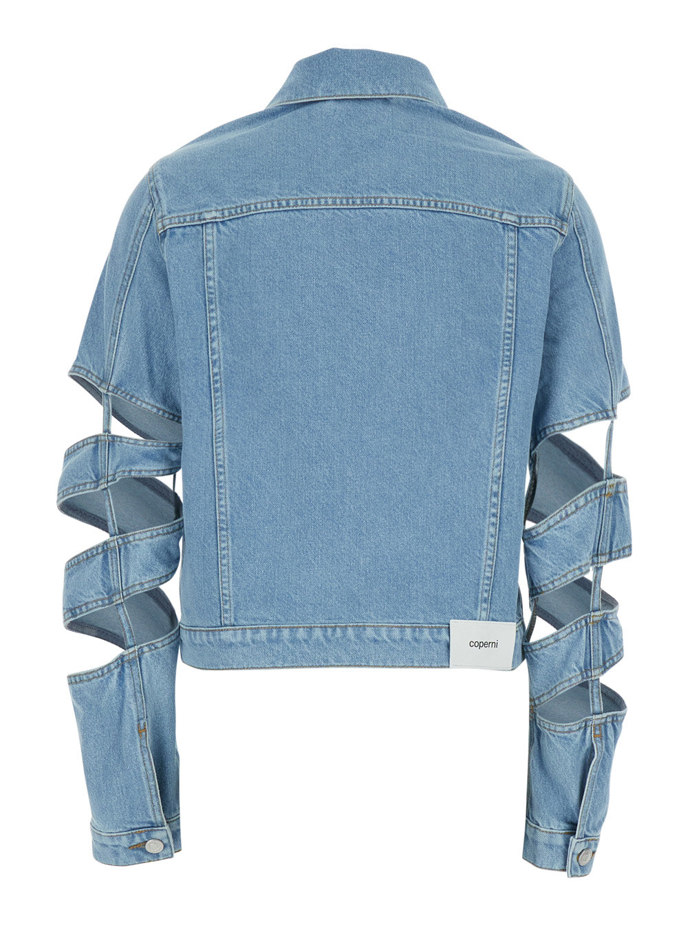 Coperni Women Light Blue Jacket With Classic Collar And Spiral Cut-Out Sleeves In Denim Woman COPERNI