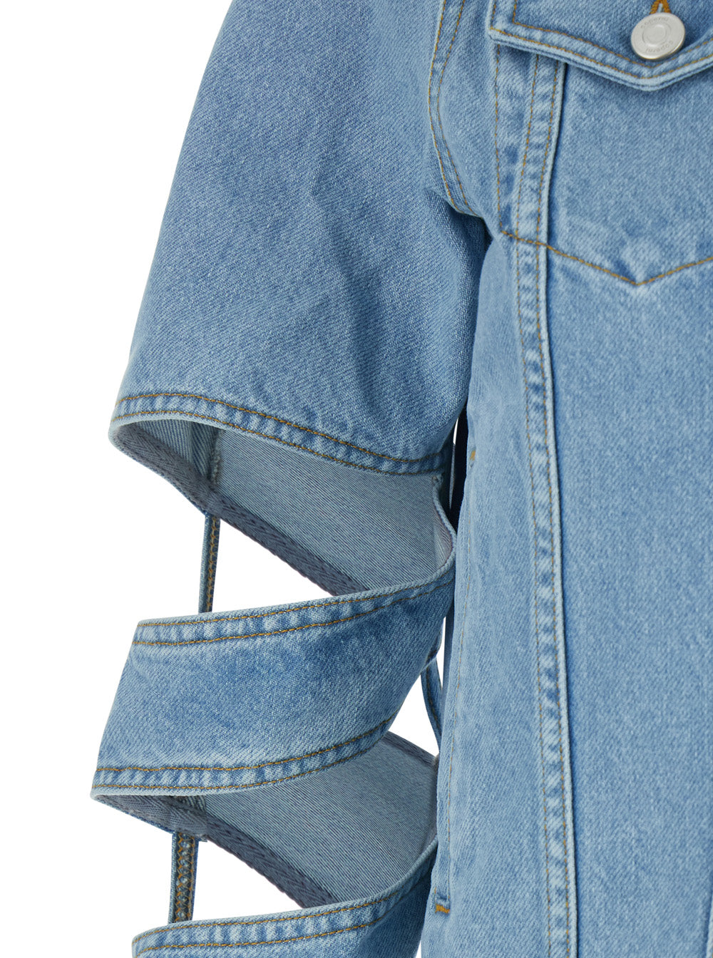 Coperni Women Light Blue Jacket With Classic Collar And Spiral Cut-Out Sleeves In Denim Woman COPERNI