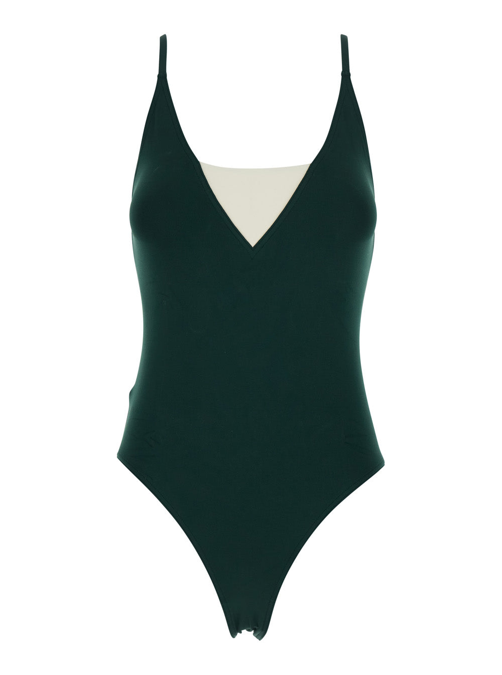 Eres Women 'Entrevue' Green One-Piece Swimsuit With Contrast Details And Thin Straps In Tech Fabric For Women ERES