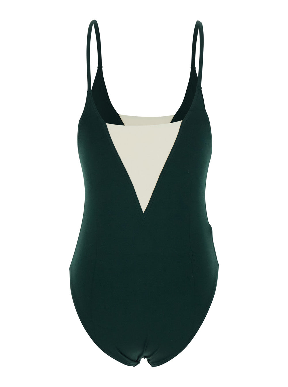 Eres Women 'Entrevue' Green One-Piece Swimsuit With Contrast Details And Thin Straps In Tech Fabric For Women ERES