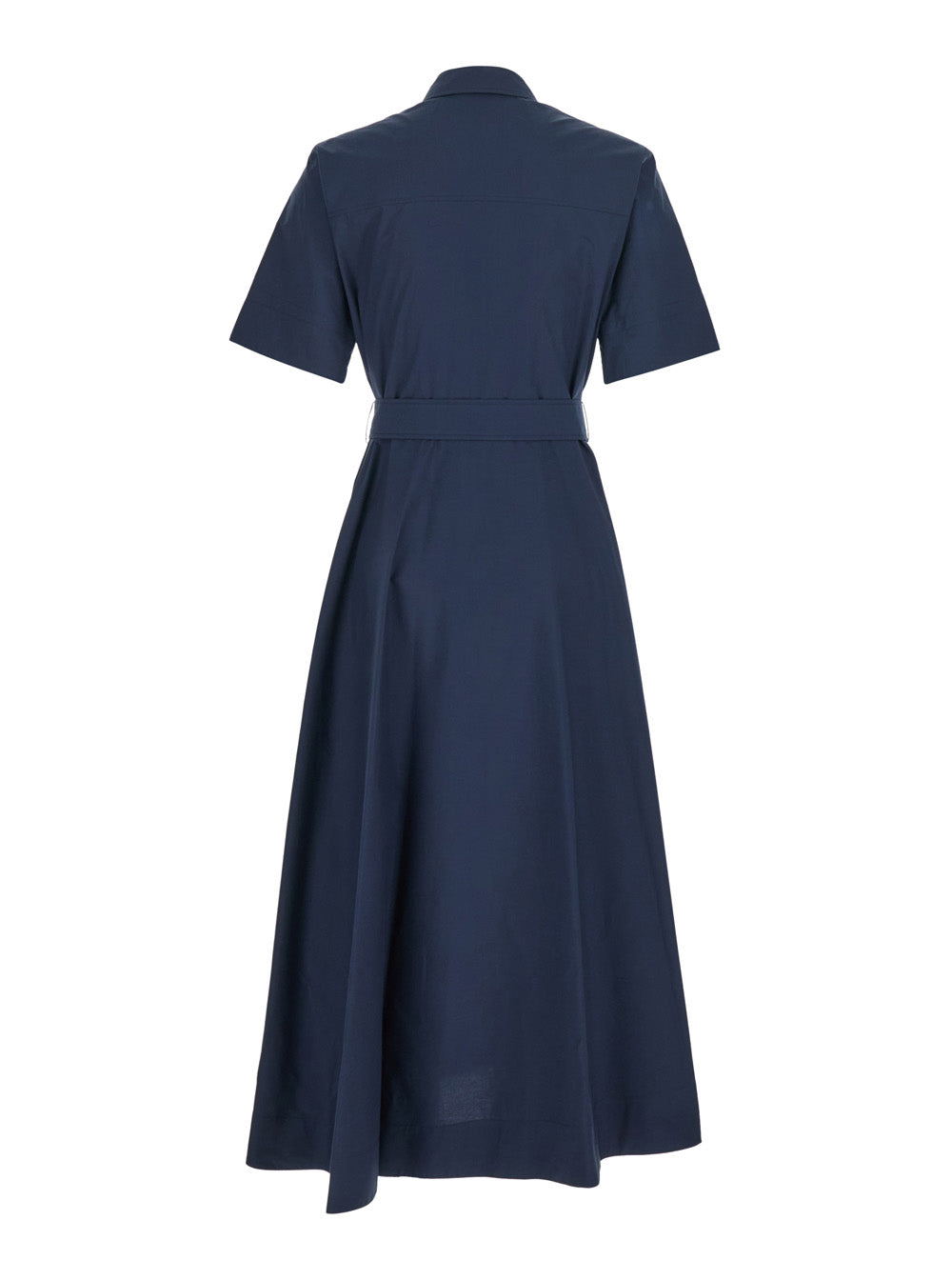 P.A.R.O.S.H. Women Long Dress With Classic Collar And Waist Belt In Blue Cotton For Women P.A.R.O.S.H.