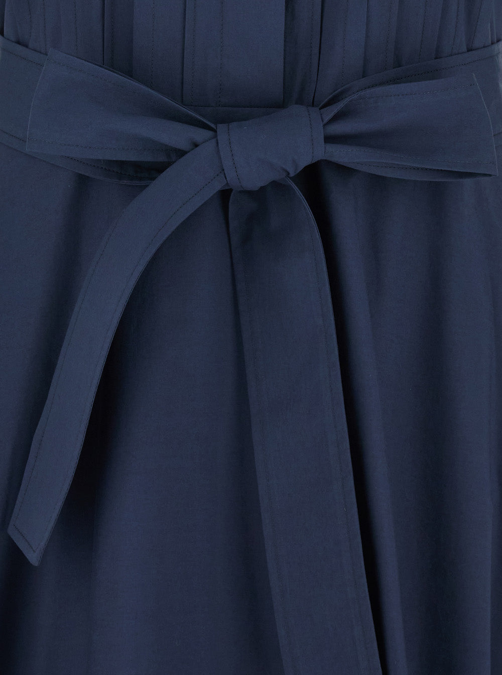 P.A.R.O.S.H. Women Long Dress With Classic Collar And Waist Belt In Blue Cotton For Women P.A.R.O.S.H.