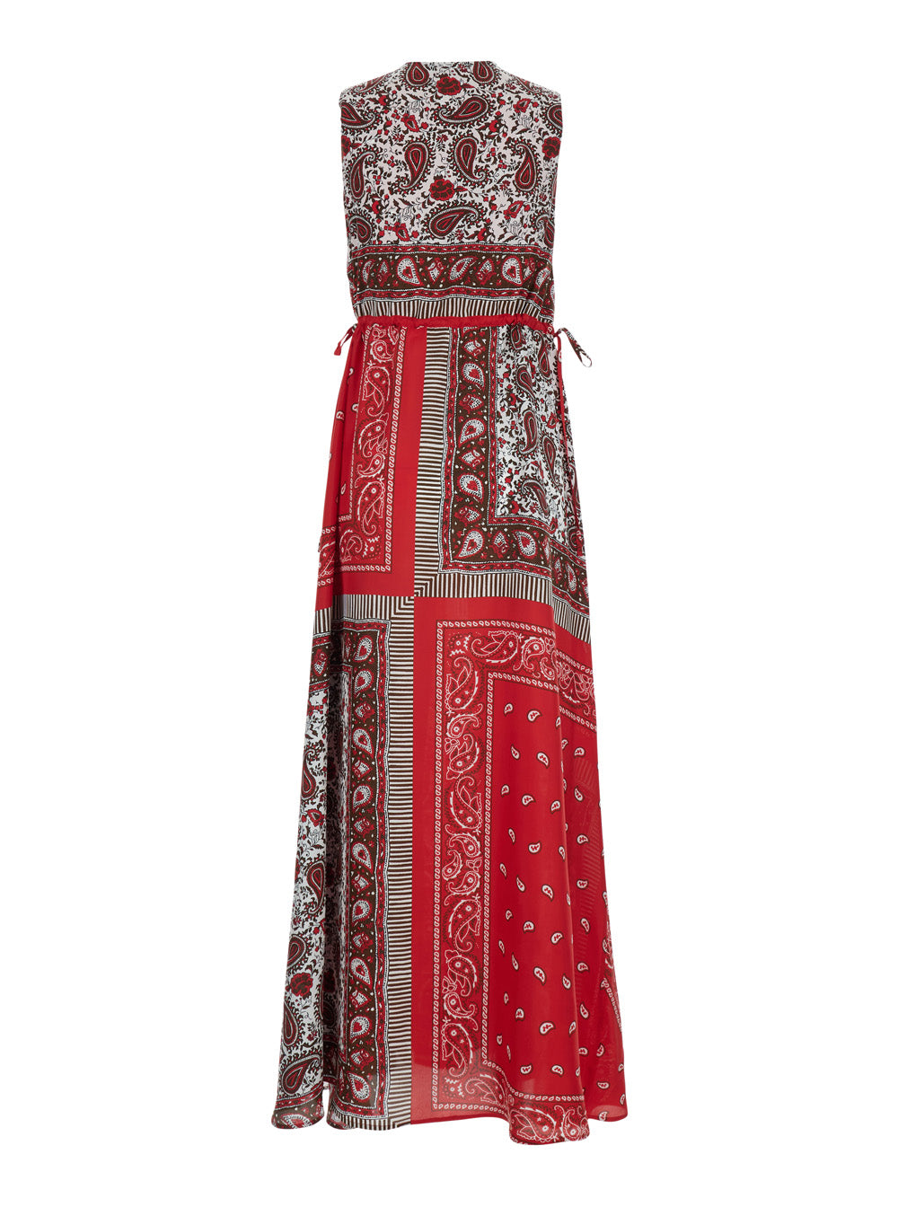 P.A.R.O.S.H. Women Long Dress 'Shiele' With V-Neck And All-Over Bandana Motif In Red Silk For Women P.A.R.O.S.H.