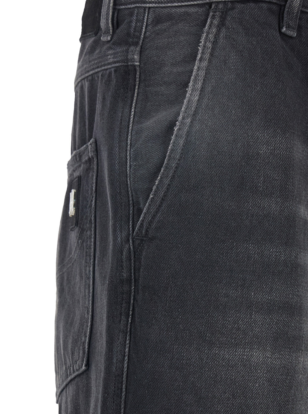 Amiri Men Black Jeans With Logo Patch Applied On The Back In Cotton Man AMIRI