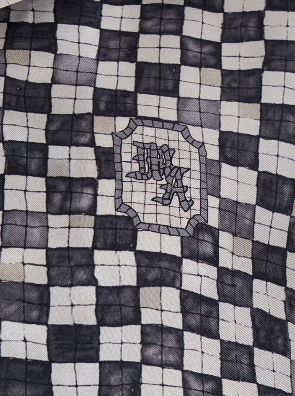 Amiri Men Black Silk Shirt With All-Over Check Motif And Logo Lettering On The Back Man AMIRI