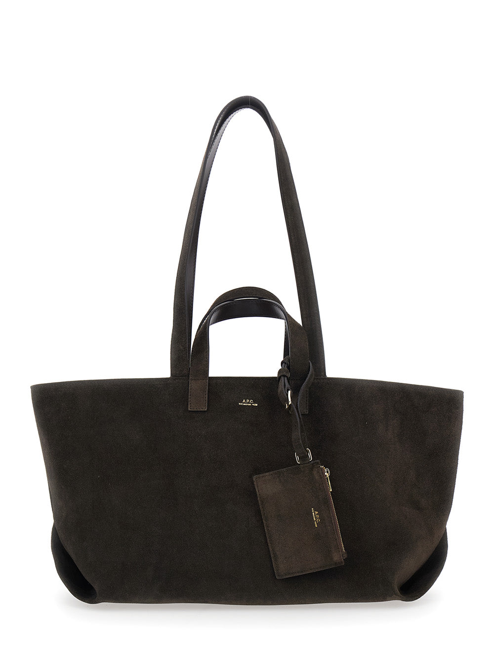 A.P.C. Women “Le Drummer” Brown Shopper With Four Handles And Logo Lettering On The Front In Suede Woman A.P.C.