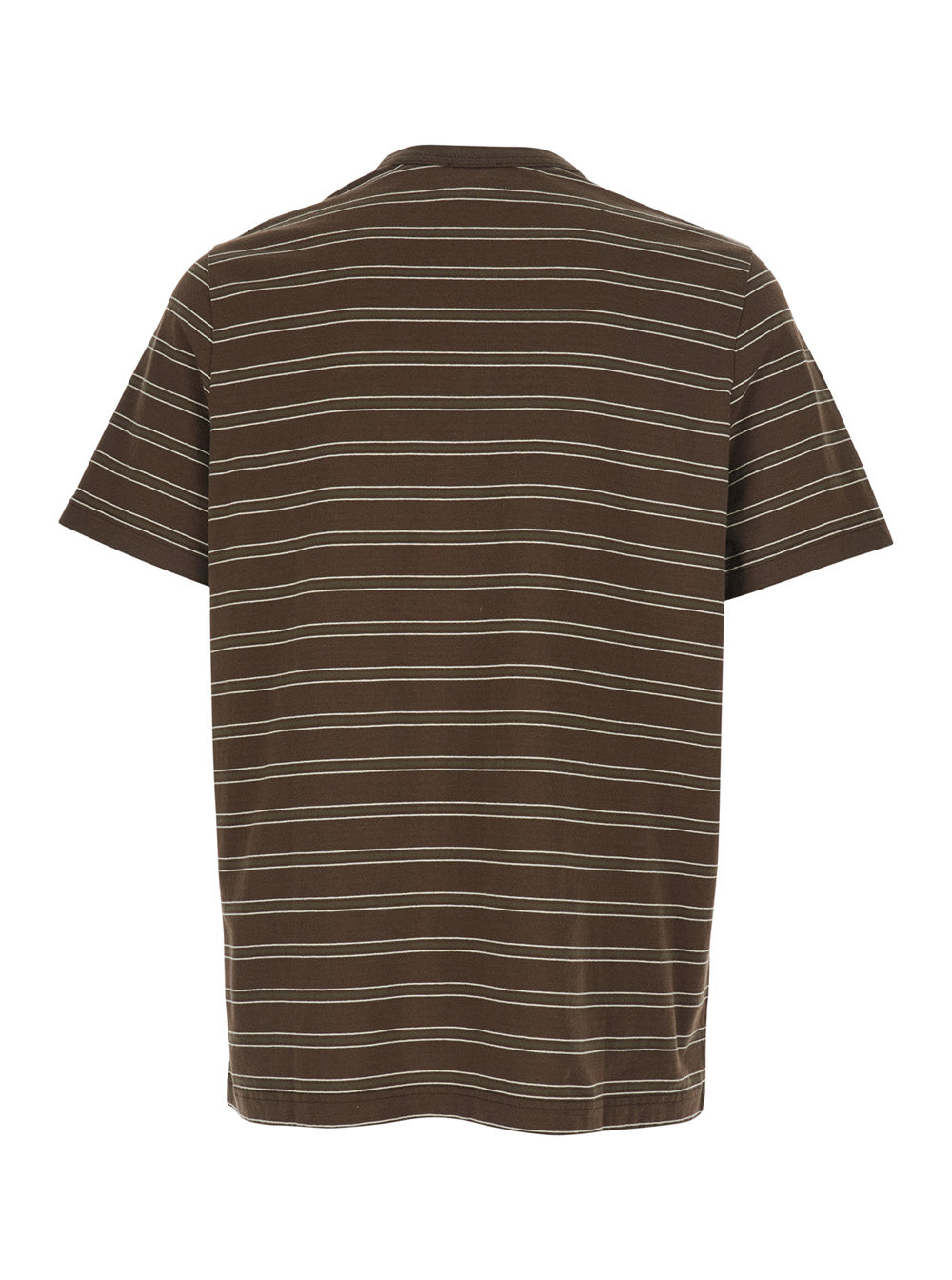 A.P.C. Men Brown Crew Neck T-Shirt With Striped Motif And Front Logo In Cotton Man A.P.C.