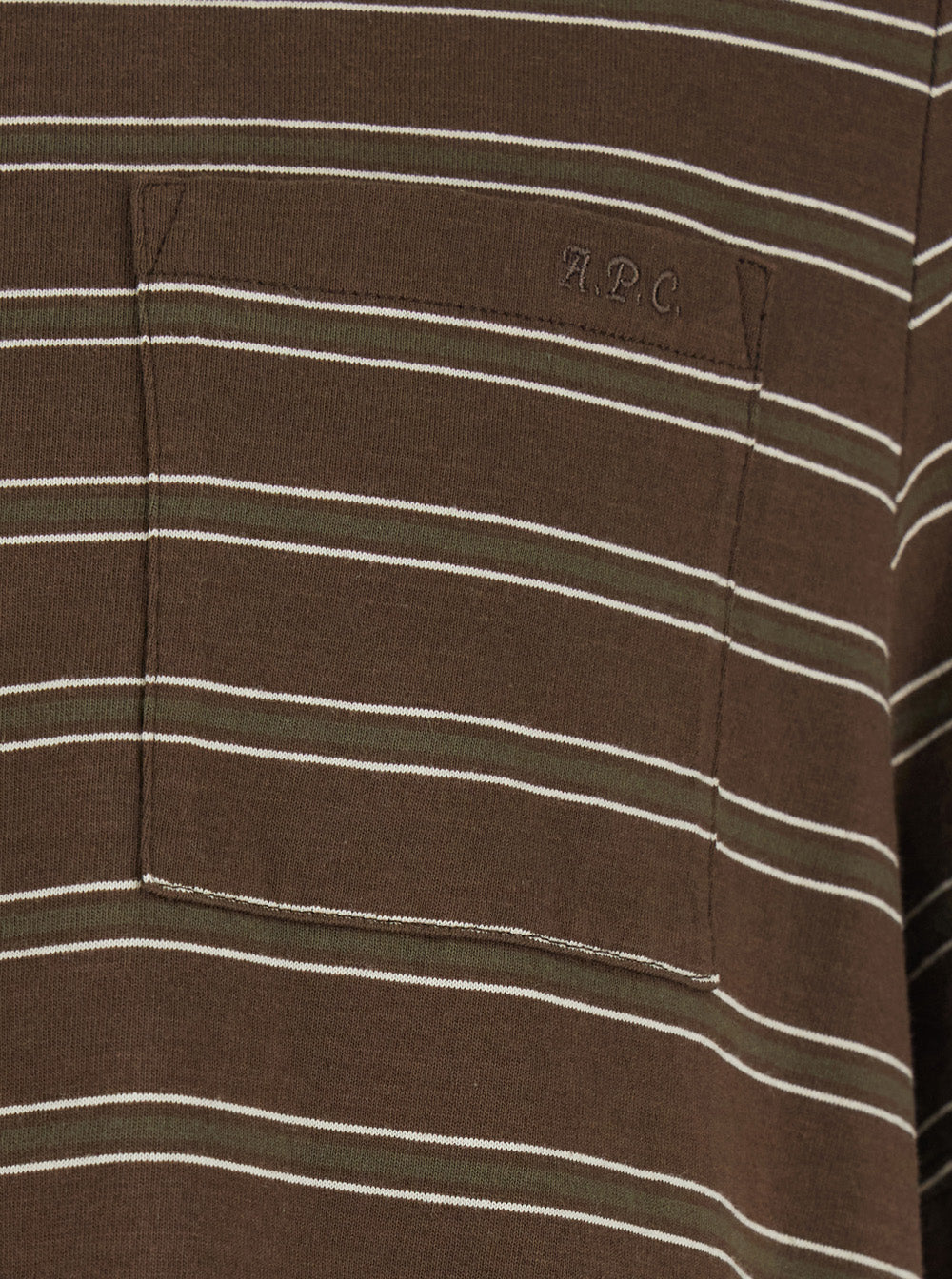 A.P.C. Men Brown Crew Neck T-Shirt With Striped Motif And Front Logo In Cotton Man A.P.C.