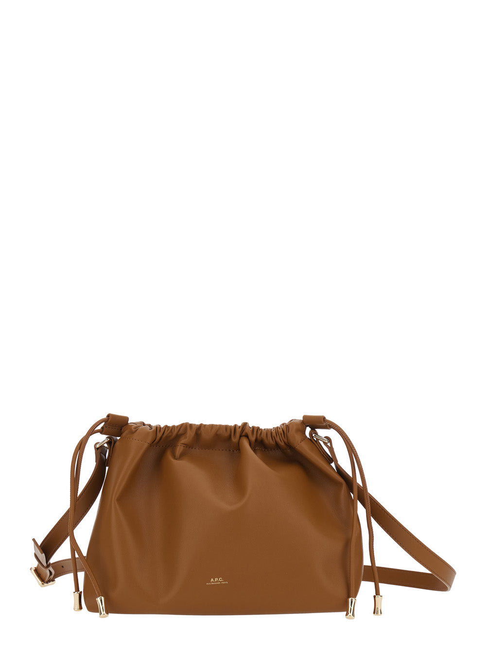 A.P.C. Women 'Ninon' Brown Drawstring Crossbody Bag With Logo Lettering In Faux Leather Woman A.P.C.