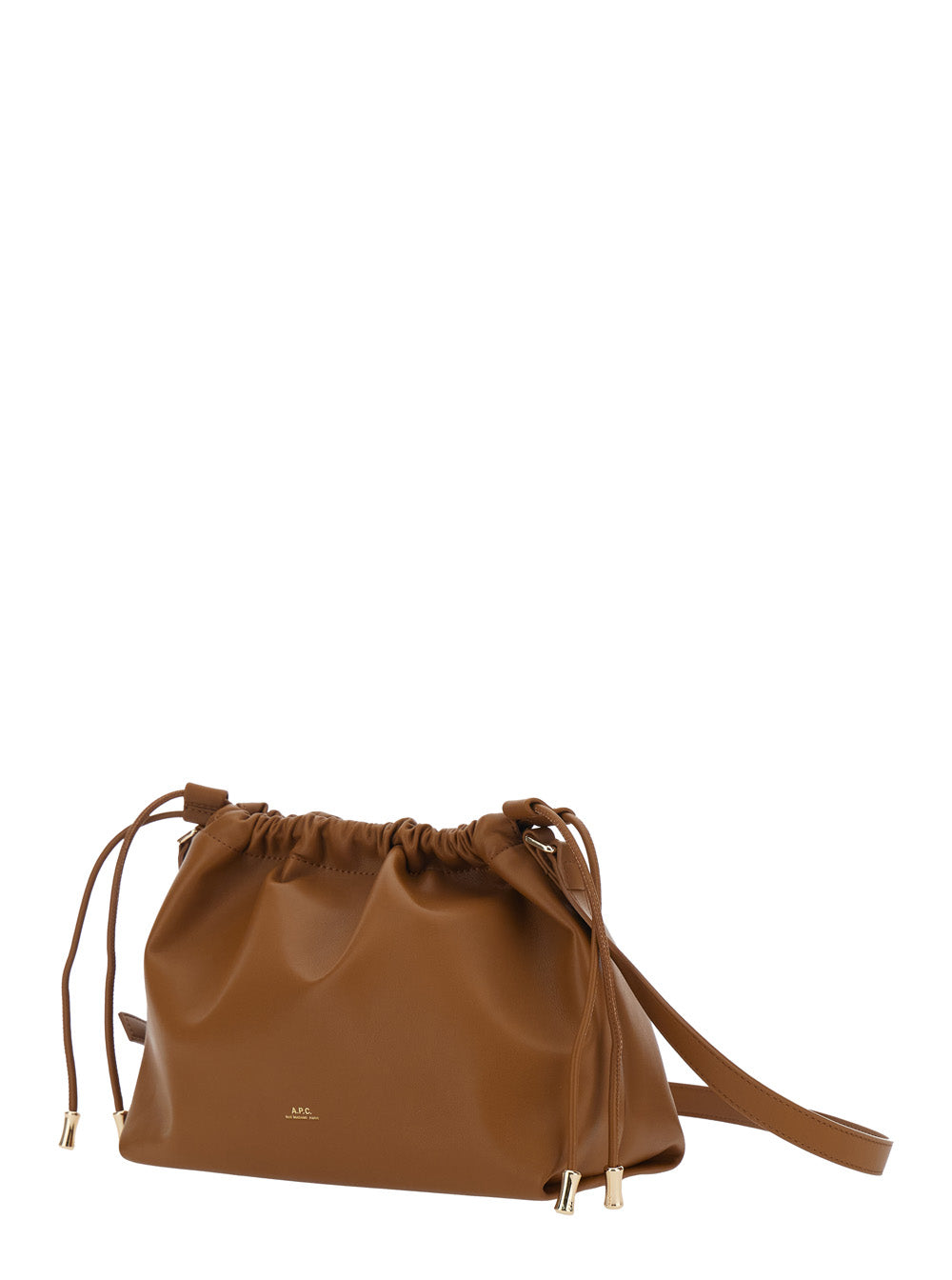 A.P.C. Women 'Ninon' Brown Drawstring Crossbody Bag With Logo Lettering In Faux Leather Woman A.P.C.