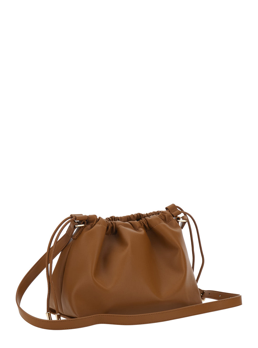 A.P.C. Women 'Ninon' Brown Drawstring Crossbody Bag With Logo Lettering In Faux Leather Woman A.P.C.