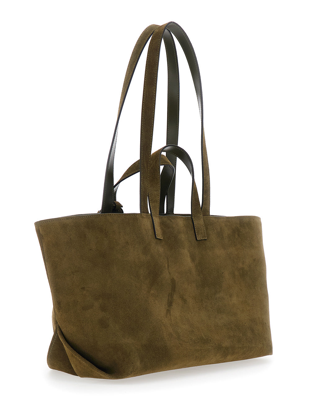 A.P.C. Women “Le Drummer” Green Shopper With Four Handles And Logo Lettering On The Front In Suede Woman A.P.C.