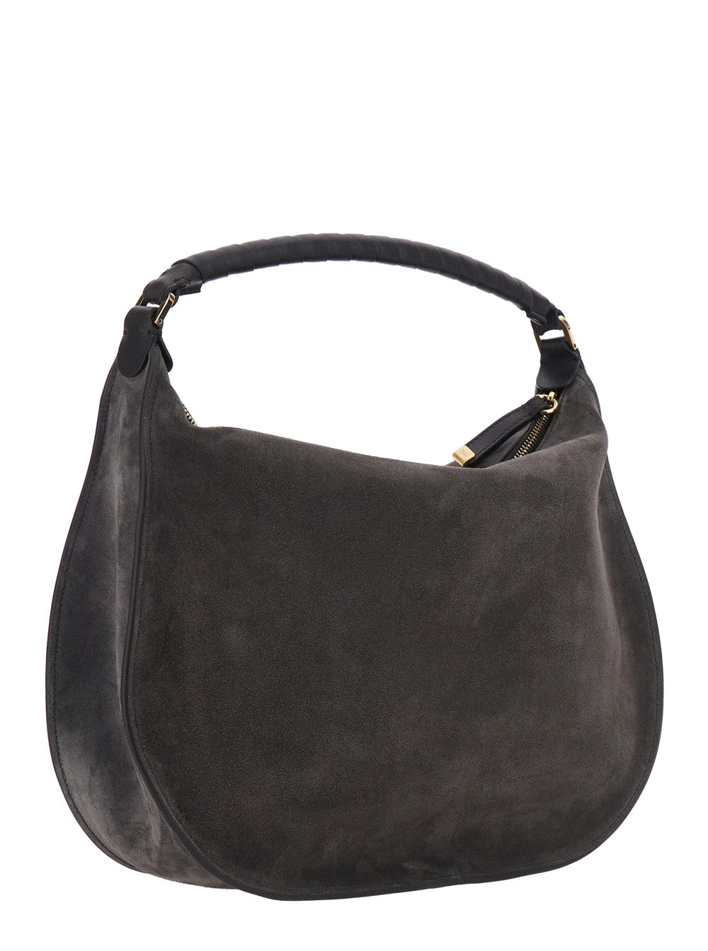 Chloé Women 'Marcie Medium' Black Shoulder Bag With Logo Lettering On The Front In Suede Woman CHLOE