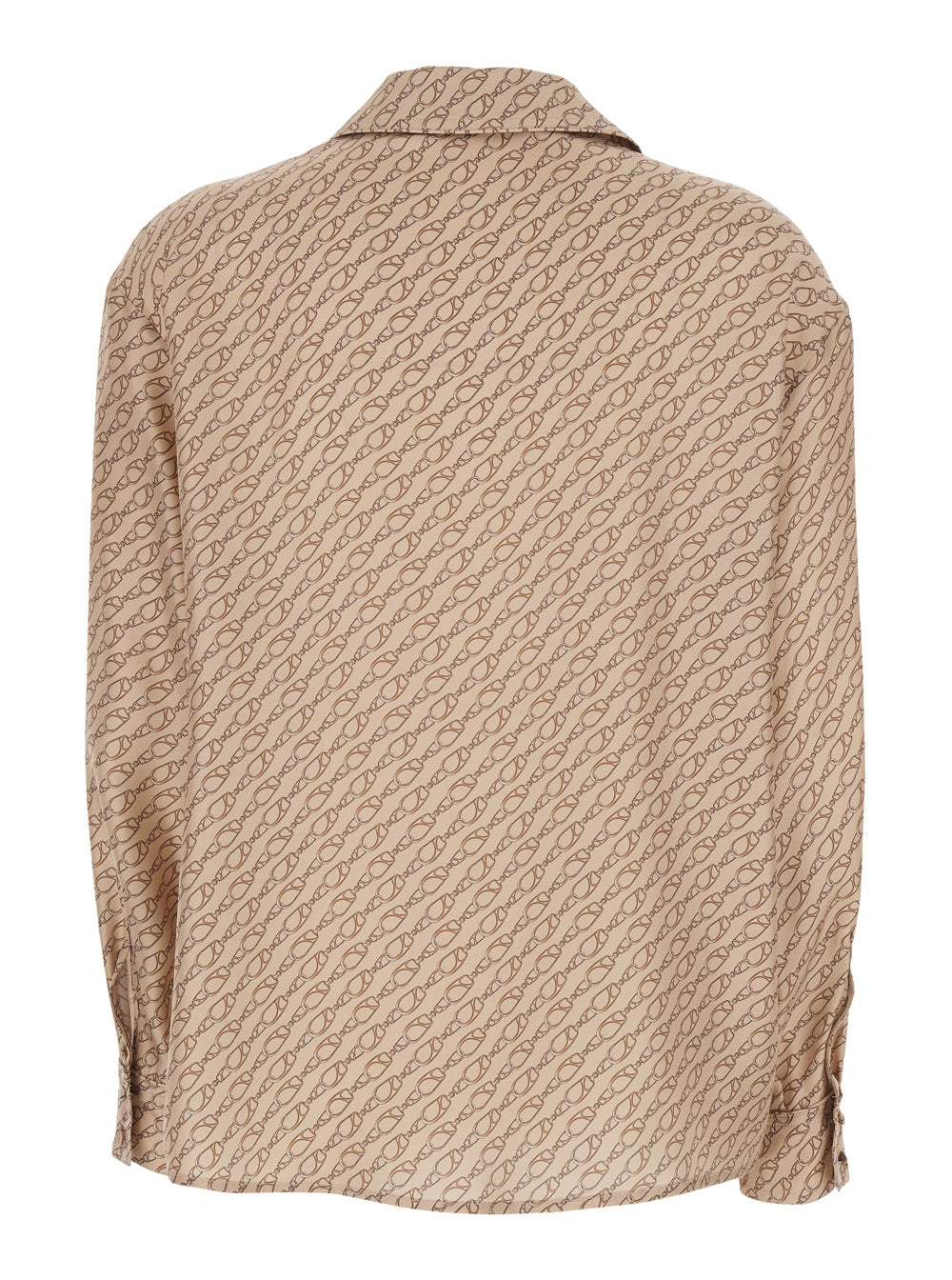 Herno Women Beige Silk Shirt With Wide Collar And All-Over Print Women HERNO