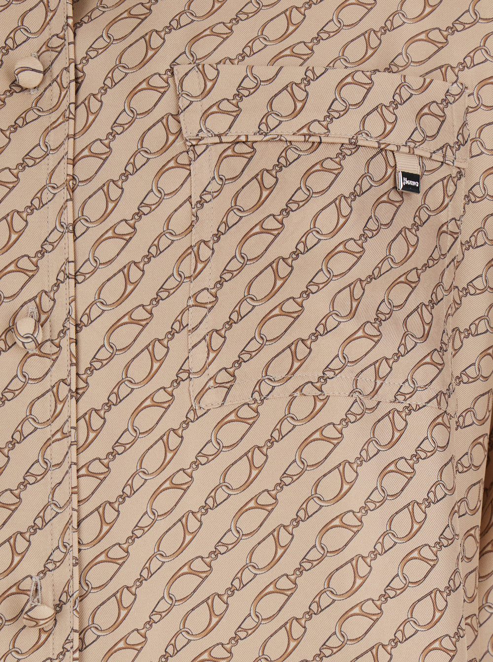 Herno Women Beige Silk Shirt With Wide Collar And All-Over Print Women HERNO