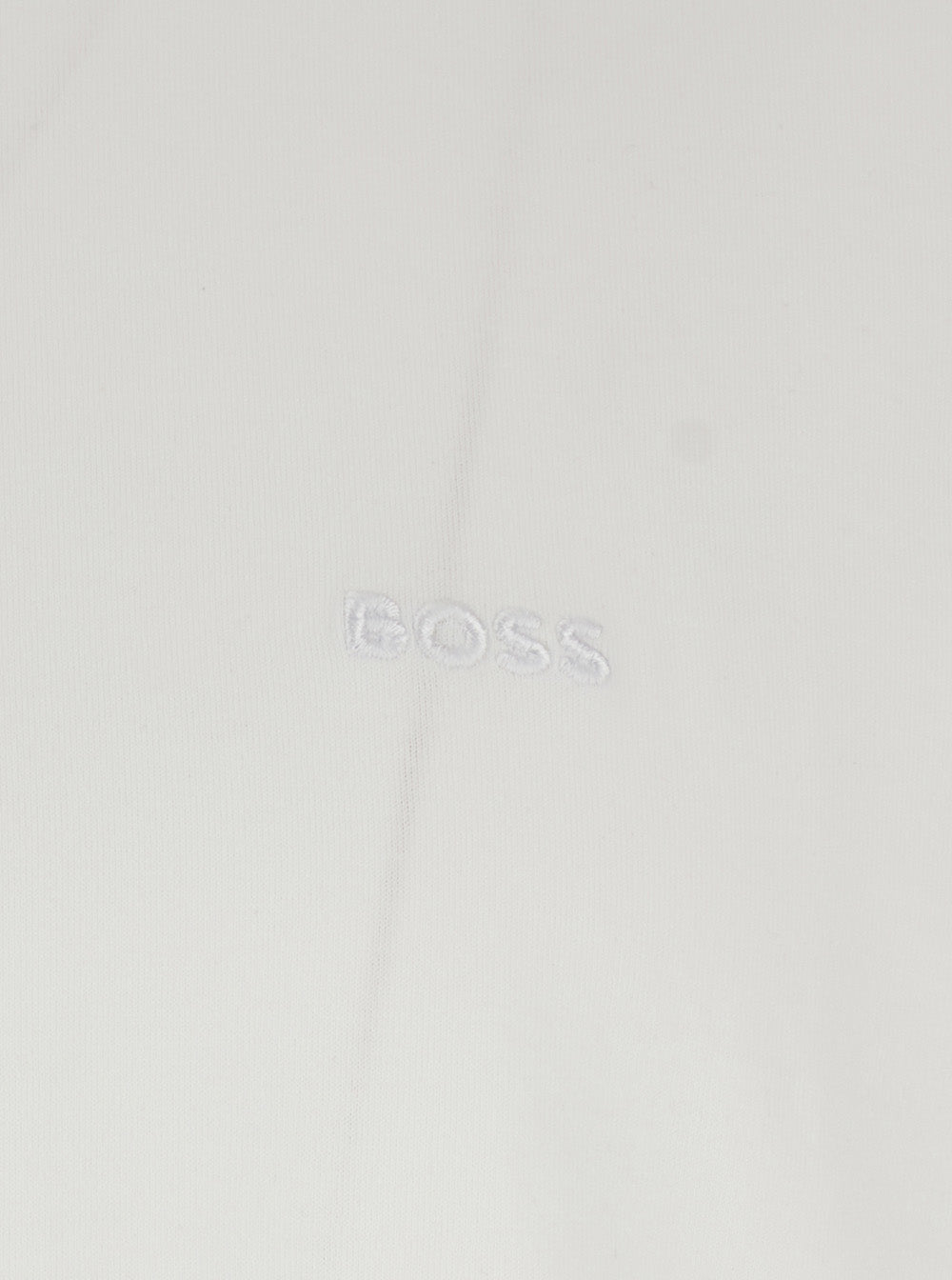 Boss Men White T-Shirt With Logo Lettering Embroidery On The Front In Cotton For Men BOSS