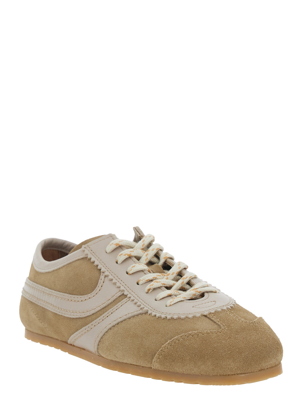 Dries Van Noten Women Beige Low-Top Sneakers With Two-Tone Lace-Up In Suede Woman DRIES VAN NOTEN