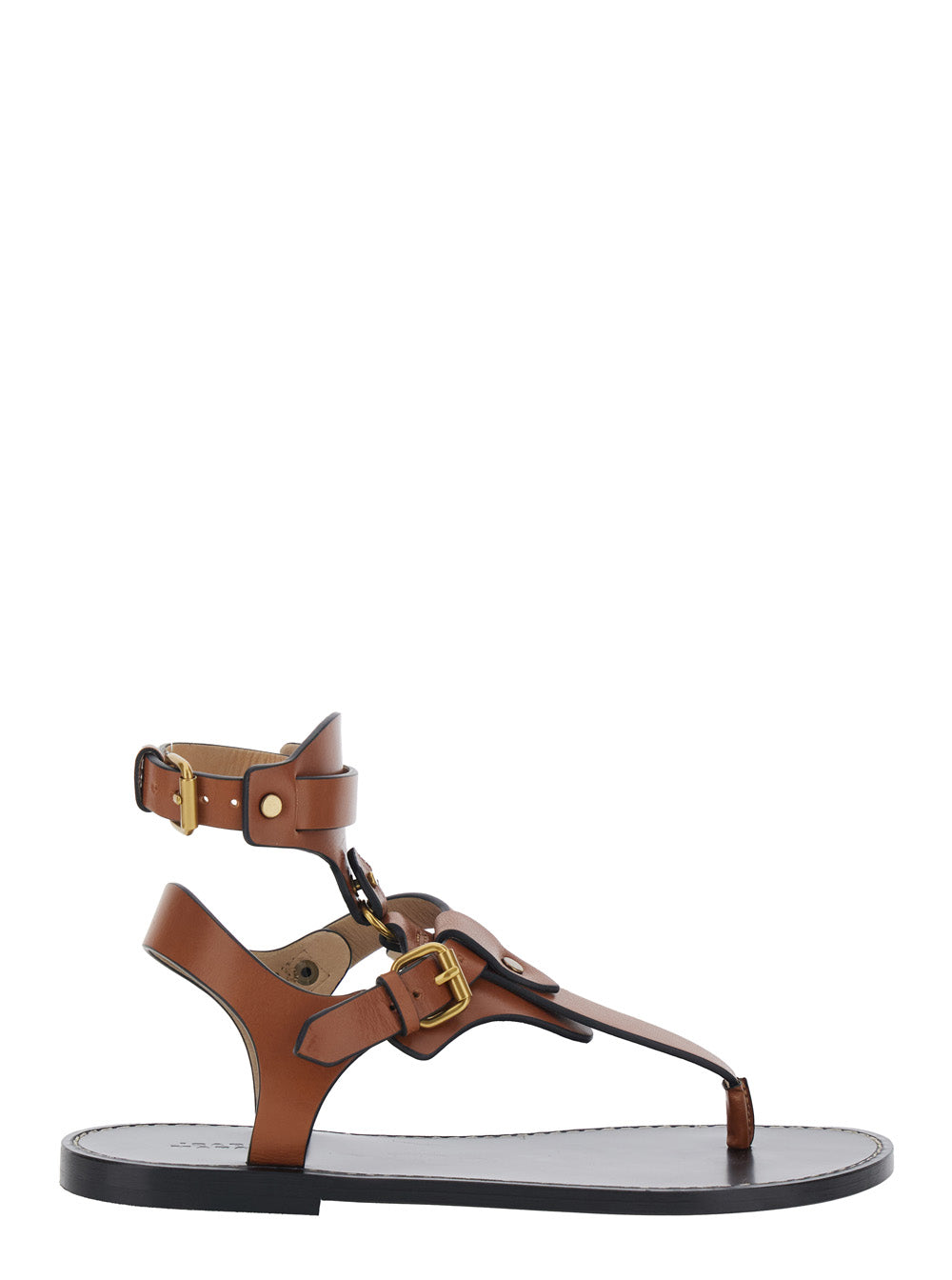 Isabel Marant Women Eveena Sandals With Adjustable Buckle Closure In Brown Leather For Women ISABEL MARANT