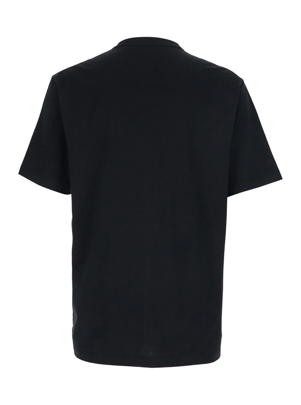 Boss Men Black T-Shirt With Logo Lettering Embroidery On The Front In Cotton For Men BOSS