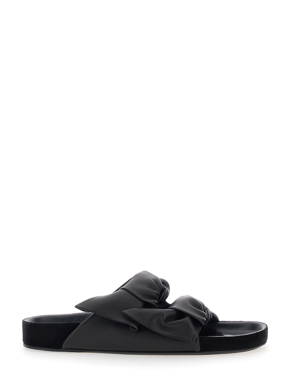 Isabel Marant Women 'Lennyo' Black Slip-On Sandals With Bow Details In Leather Woman ISABEL MARANT