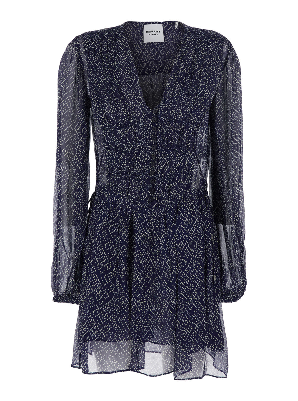 Isabel Marant Etoile Women 'Loriena' Blue Dress With V Neck And All-Over Print In Viscose Woman ISABEL MARANT ETOILE