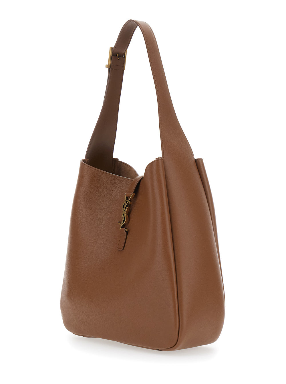 Saint Laurent Women 'Le 5 À 7' Brown Shoulder Bag With Adjustable Shoulder Strap And Cassandre Hook Closure In Grained Leather Woman SAINT LAURENT