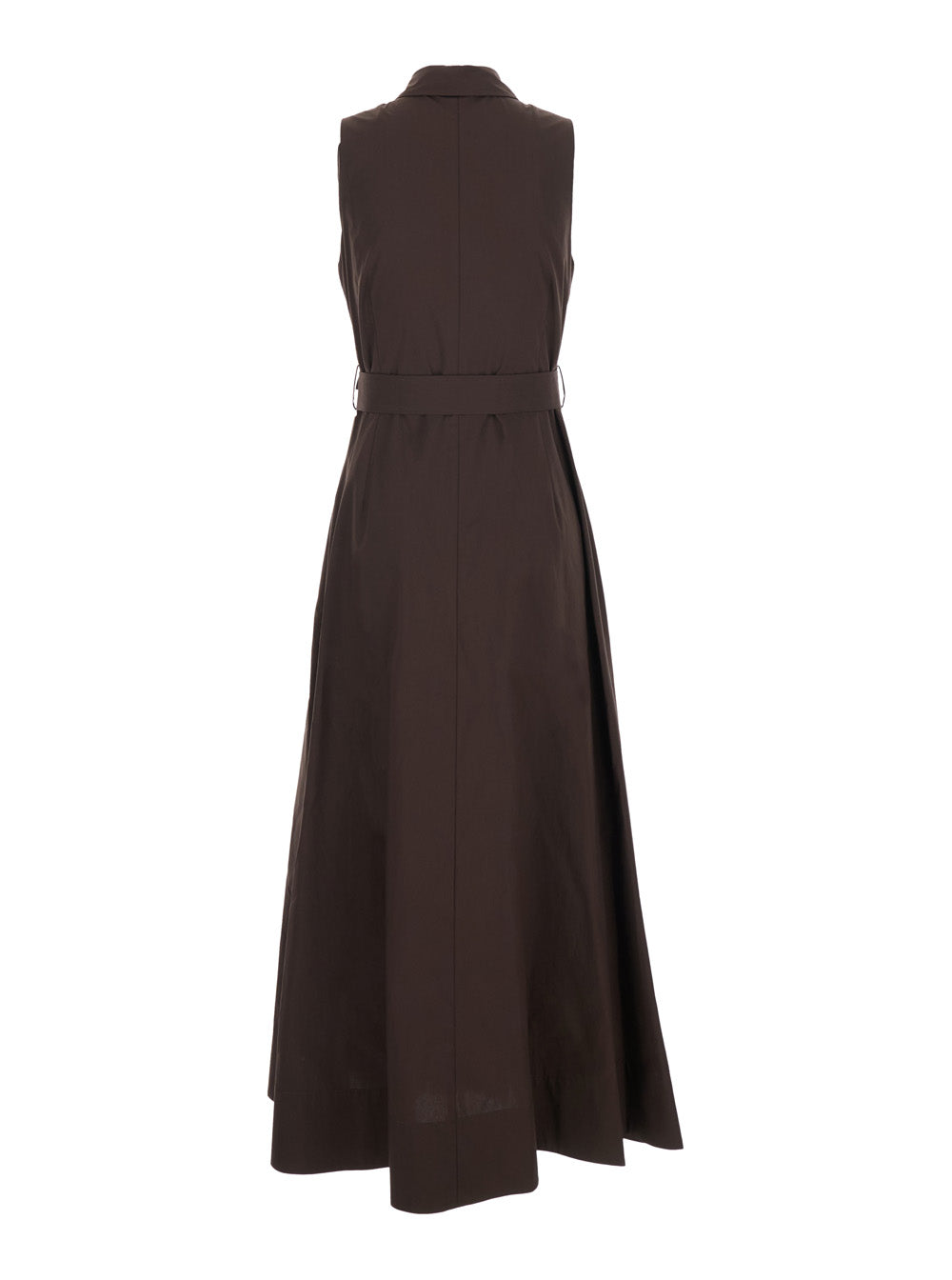 P.A.R.O.S.H. Women Long Sleeveless Dress With Front Belt And Classic Collar In Brown For Women P.A.R.O.S.H.