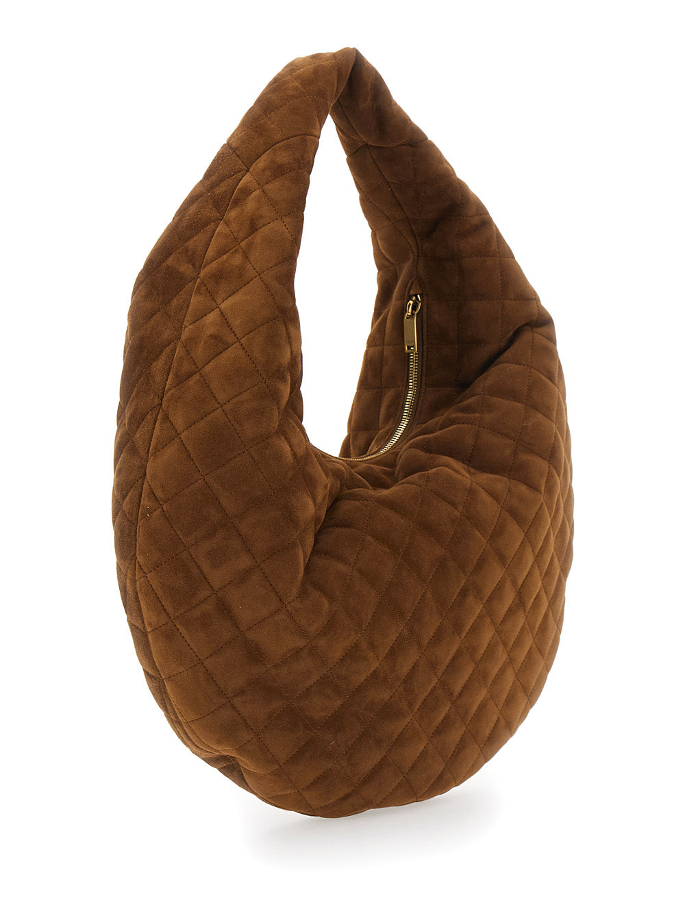 Saint Laurent Women 'Icare' Brown Shoulder Bag With Quilted Design And Cassandre Plaque On The Front In Suede Woman SAINT LAURENT