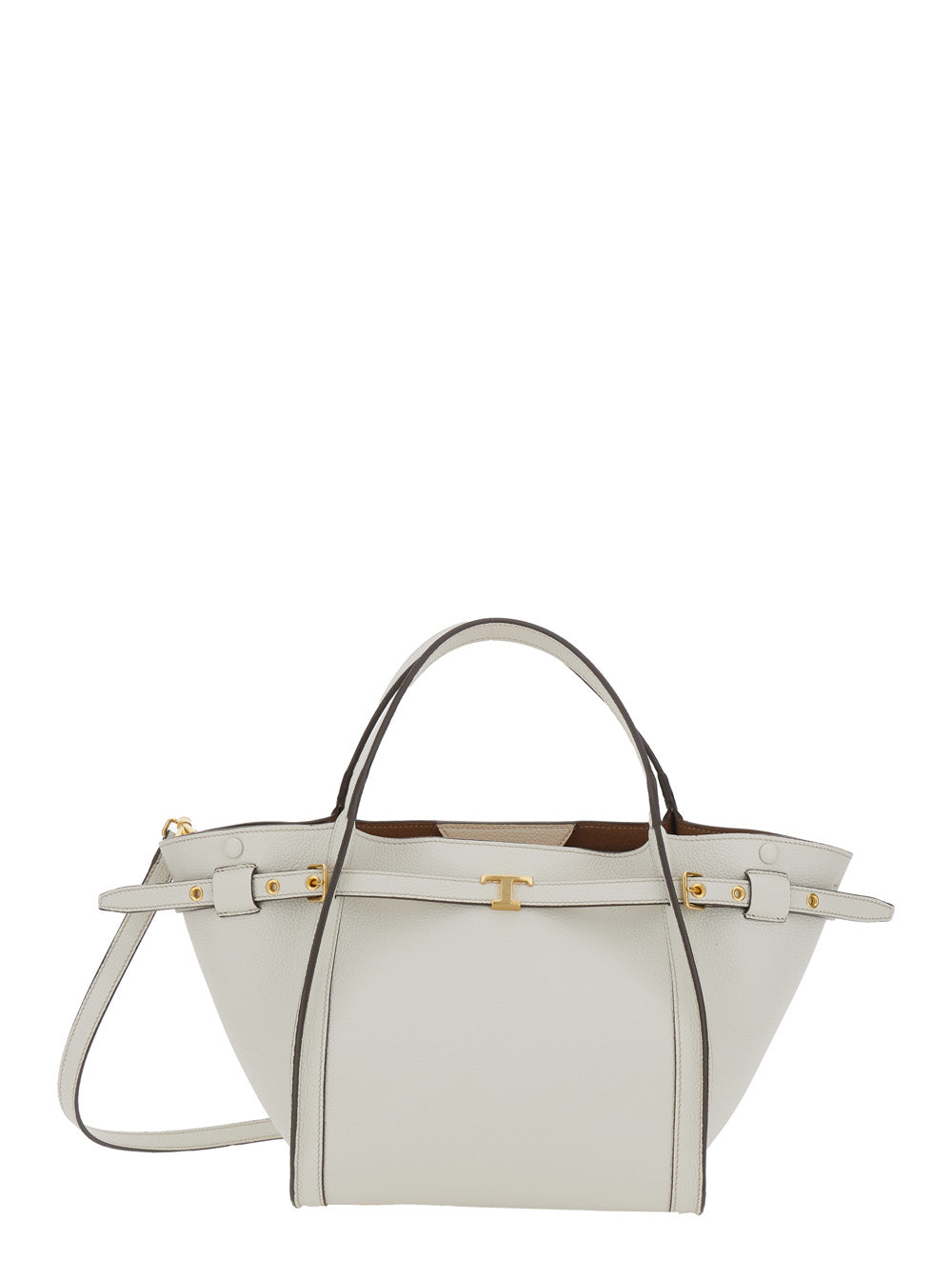 Tod's Women White Medium Tote Bag With T Timeless Plaque On The Front And Adjustable And Removable Shoulder Strap In Leather Woman TOD'S