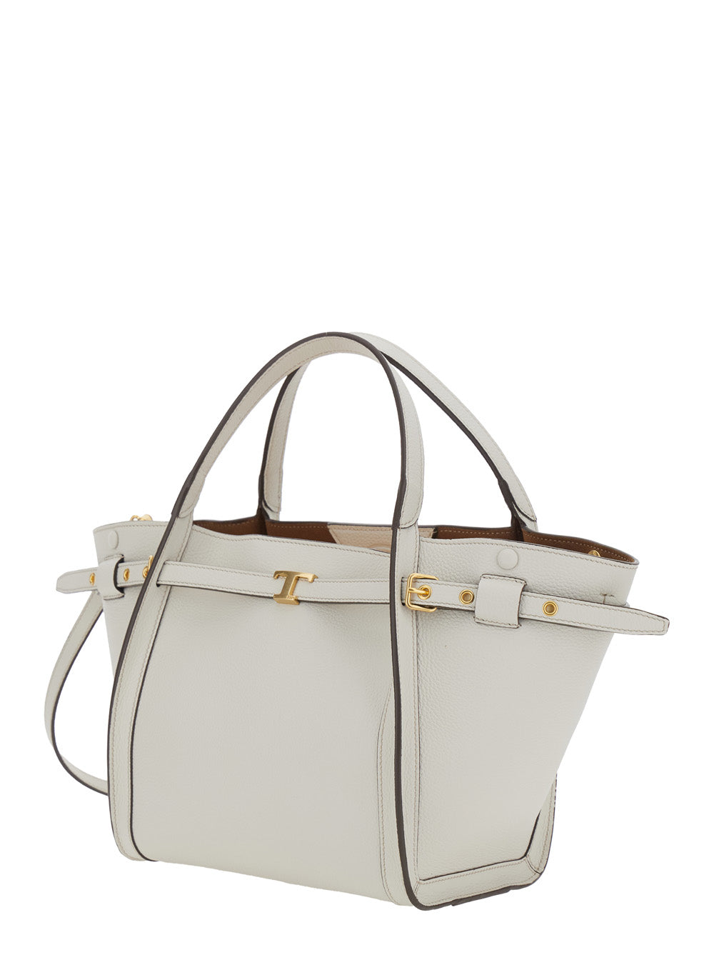 Tod's Women White Medium Tote Bag With T Timeless Plaque On The Front And Adjustable And Removable Shoulder Strap In Leather Woman TOD'S