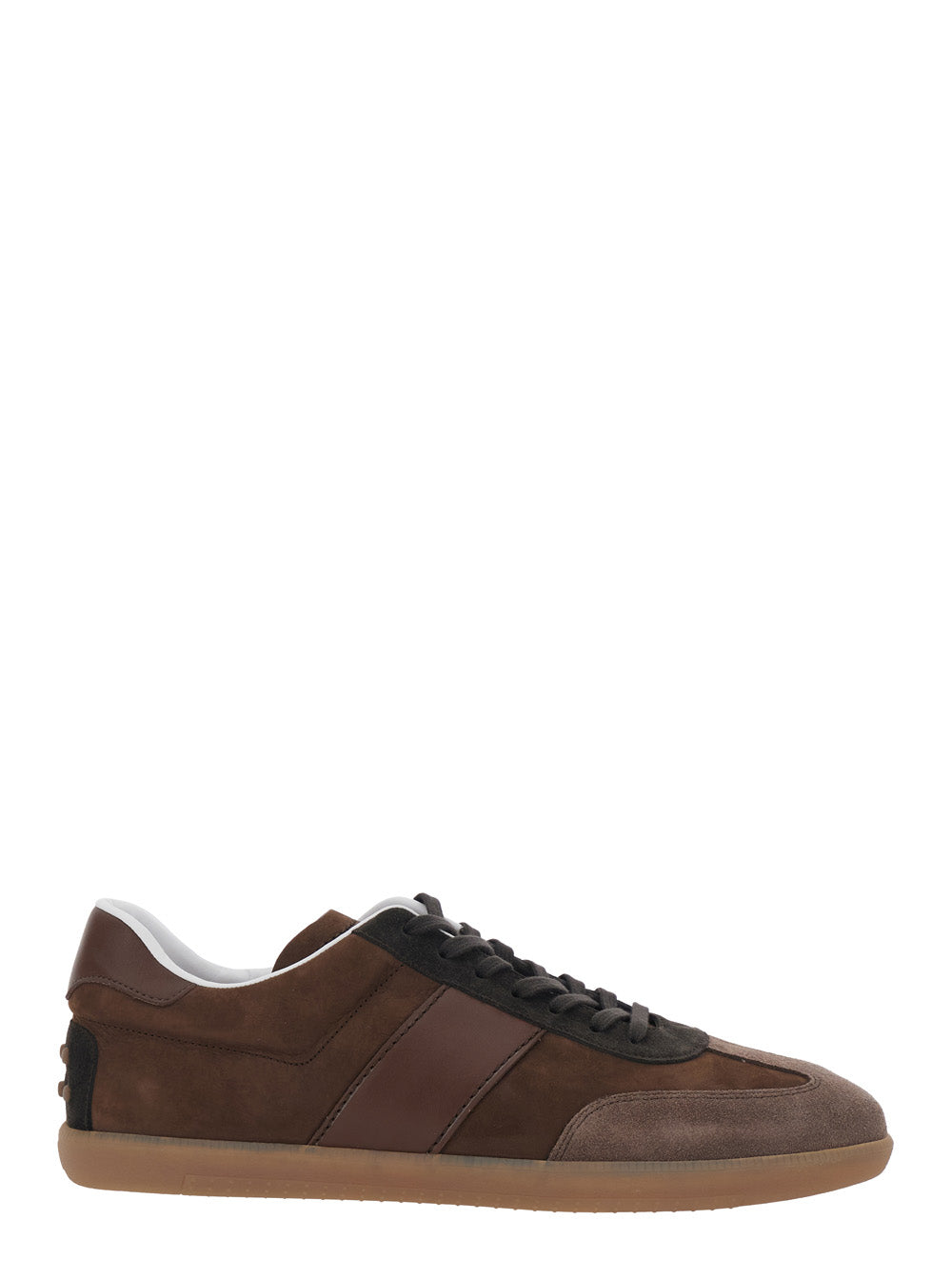 Tod's Men Brown Low Top Sneaker With Logo On Tongue And Inserts Design In Suede Man TOD'S