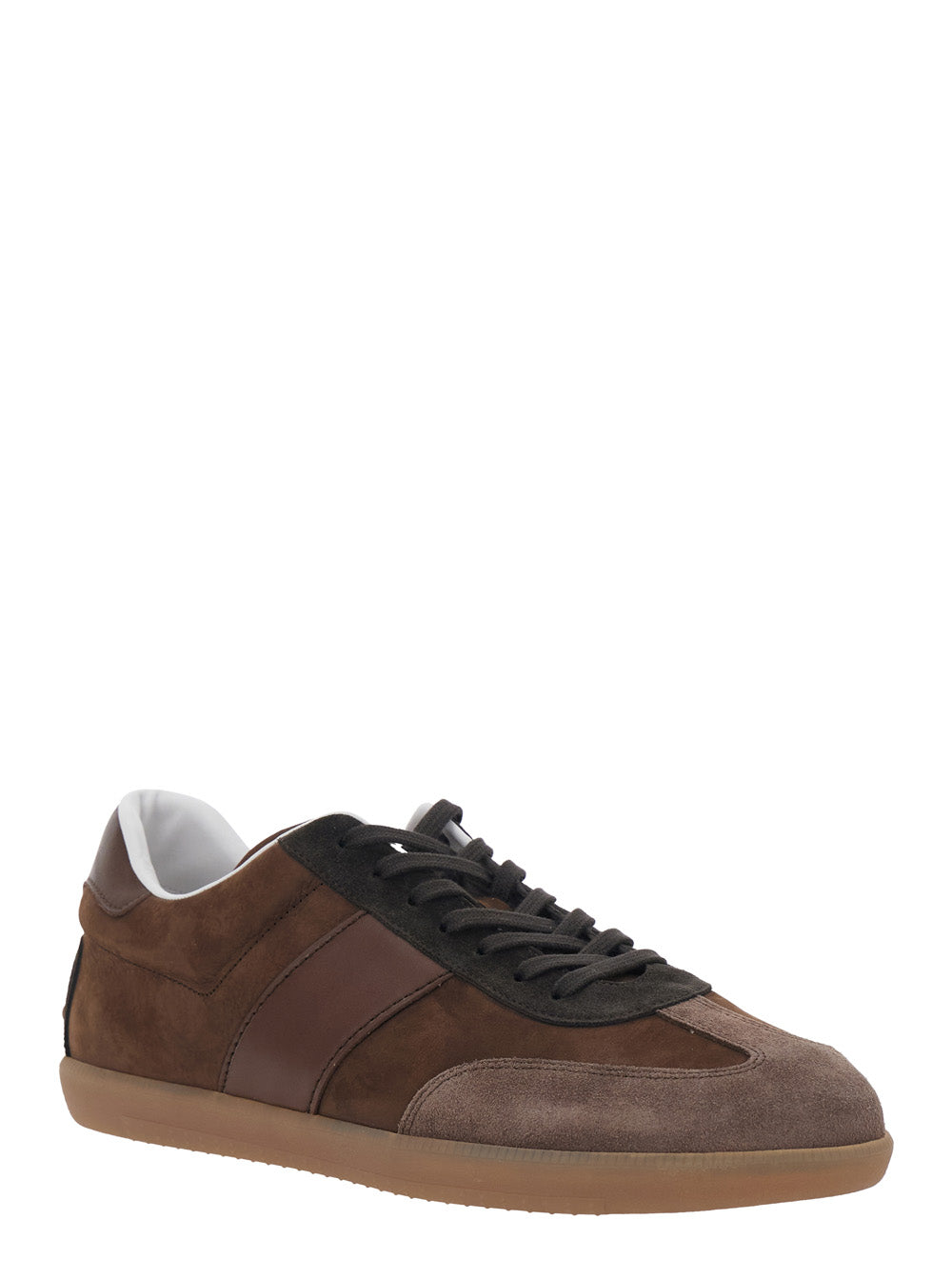 Tod's Men Brown Low Top Sneaker With Logo On Tongue And Inserts Design In Suede Man TOD'S