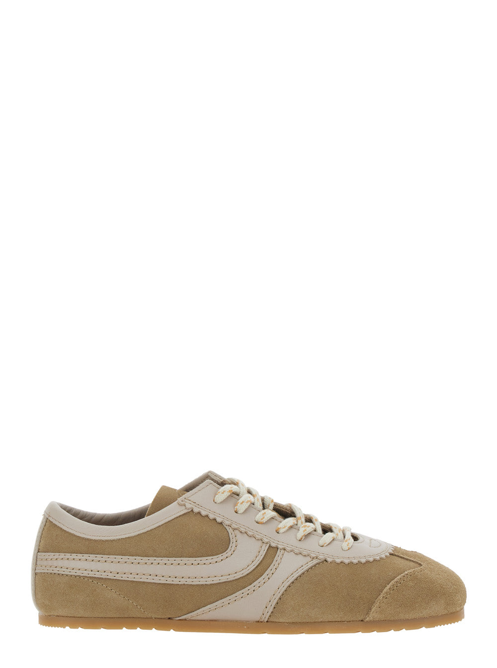 Dries Van Noten Women Beige Low-Top Sneakers With Two-Tone Lace-Up In Suede Woman DRIES VAN NOTEN
