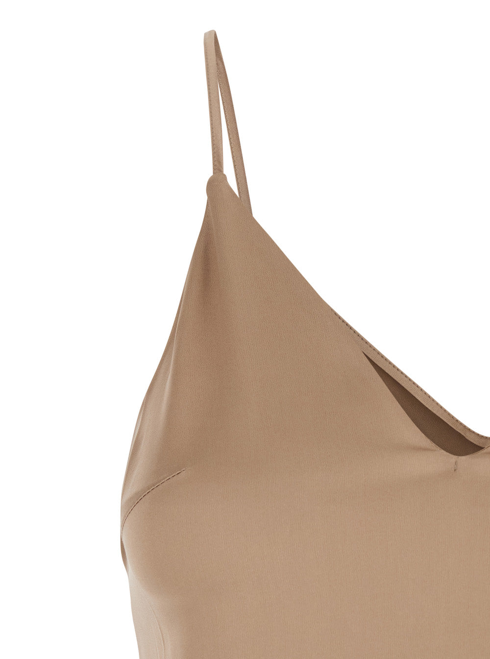 Brunello Cucinelli Women Beige Silk Blend Top With Spaghetti Straps And V Neck Woman BRUNELLO CUCINELLI