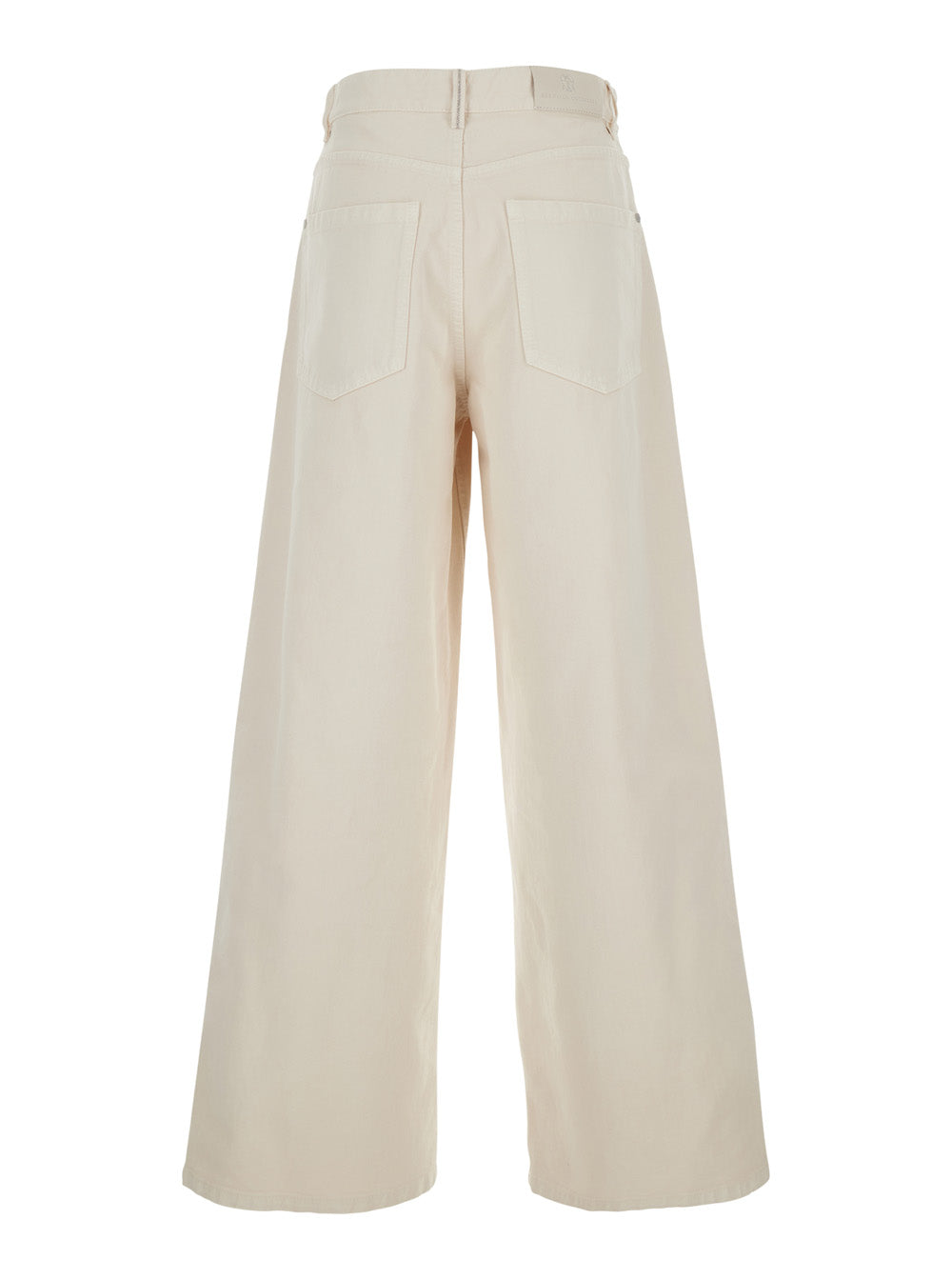 Brunello Cucinelli Women White Wide Jeans With Five-Pocket Design In Bleached Denim For Women BRUNELLO CUCINELLI