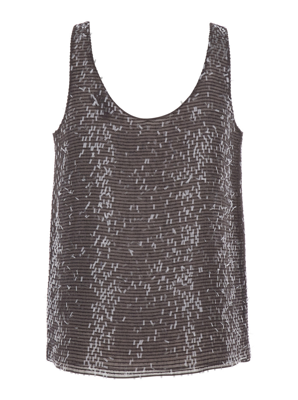 Brunello Cucinelli Women Silk Top With Round Neck And All-Over Sequins Brown Women BRUNELLO CUCINELLI