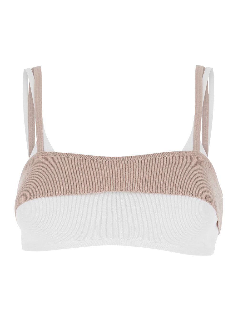 Diesel Women Beige Top With Bicolor Spaghetti Straps And Rectangular Nackline In Viscose Blend Woman DIESEL