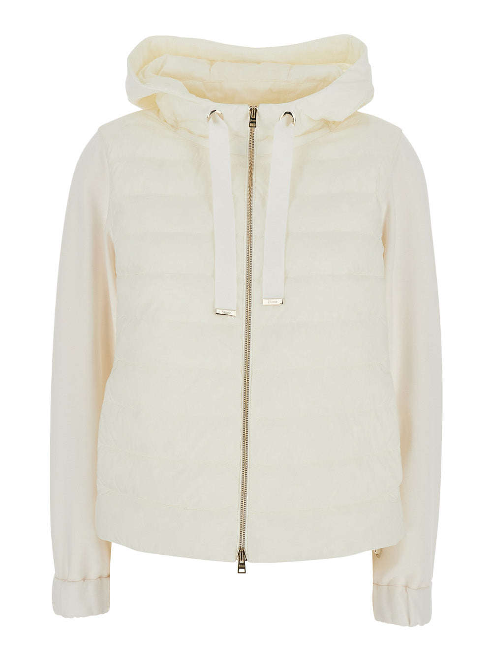 Herno Women White Down Jacket With Drawstring Hood And Quilted Design In Cotton And Tech Fabric Woman HERNO