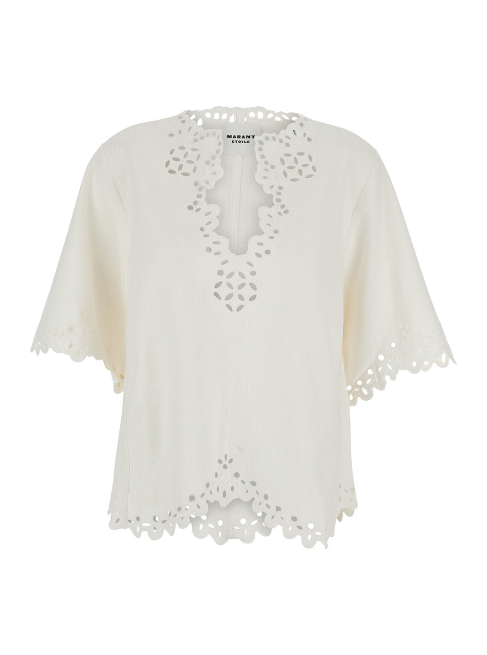 Isabel Marant Etoile Women Shana White Caftan With Cut-Out Details And Scalloped Hem In Cotton For Women ISABEL MARANT ETOILE