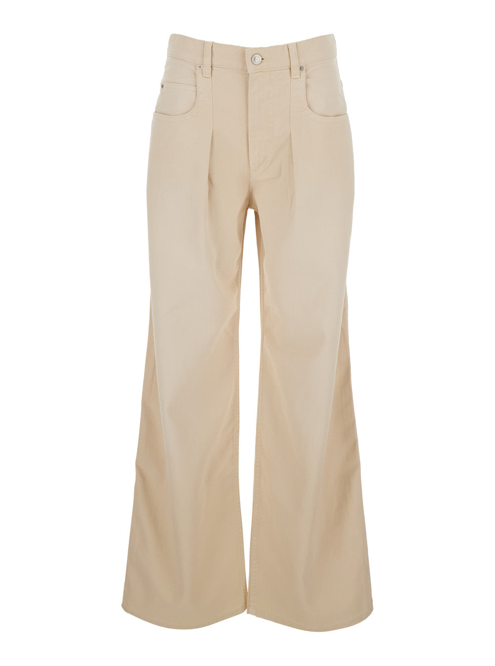Isabel Marant Women 'Rodayna' Beige Jeans With Logo Patch On The Rear And Wide Leg In Denim Woman ISABEL MARANT