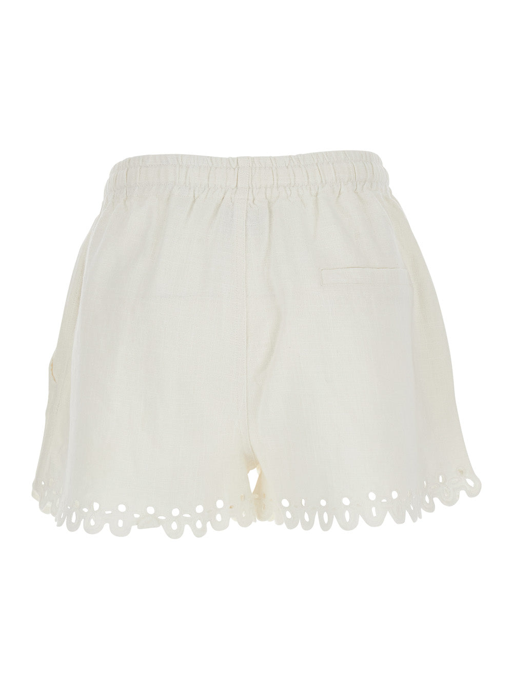 Isabel Marant Etoile Women Balyme Shorts With Elastic Waist And Drawstring And Scalloped Hem In White Cotton For Women ISABEL MARANT ETOILE
