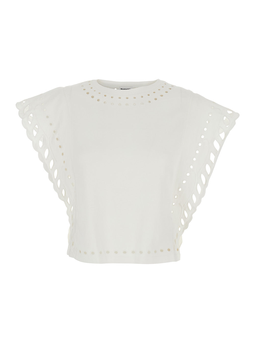Isabel Marant Etoile Women 'Odyle' White Crewneck Top With Cut-Out Details In Cotton Woman ISABEL MARANT ETOILE