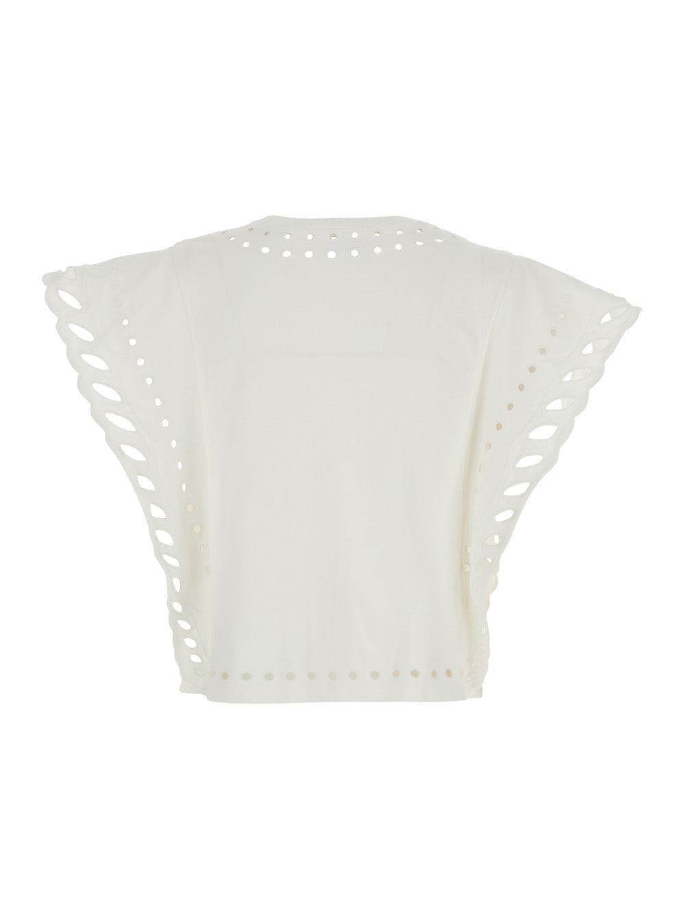 Isabel Marant Etoile Women 'Odyle' White Crewneck Top With Cut-Out Details In Cotton Woman ISABEL MARANT ETOILE
