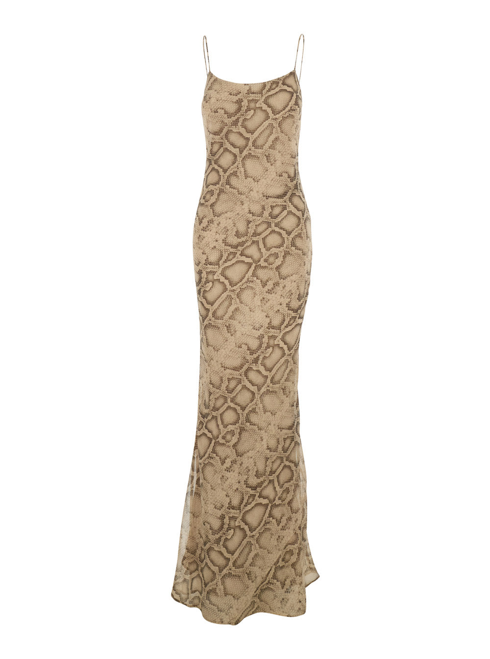 The Andamane Women Long Dress 'T190131' With Thin Straps And All-Over Python Print In Beige Fabric For Women THE ANDAMANE