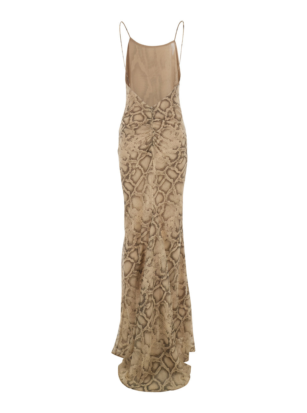 The Andamane Women Long Dress 'T190131' With Thin Straps And All-Over Python Print In Beige Fabric For Women THE ANDAMANE