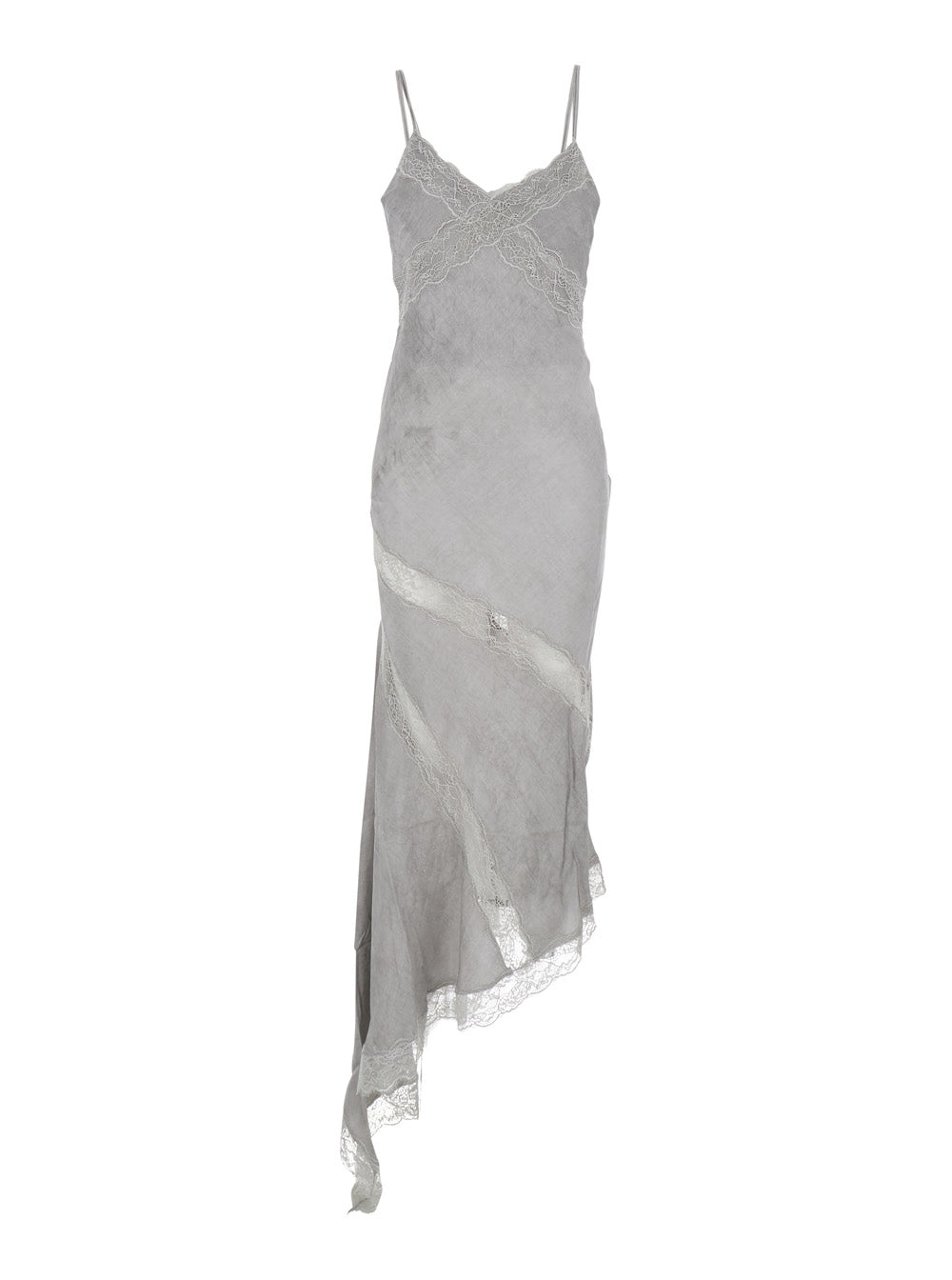 The Andamane Women Long Dress 'Rosetta' With Thin Straps And Asymmetrical Design In Gray For Women THE ANDAMANE