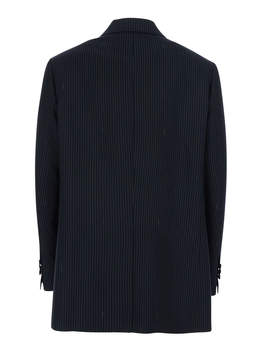 Fendi Women Blue Double-Breasted Jacket With Peak Revers And Pinstripe Motif In Wool Blend Women FENDI