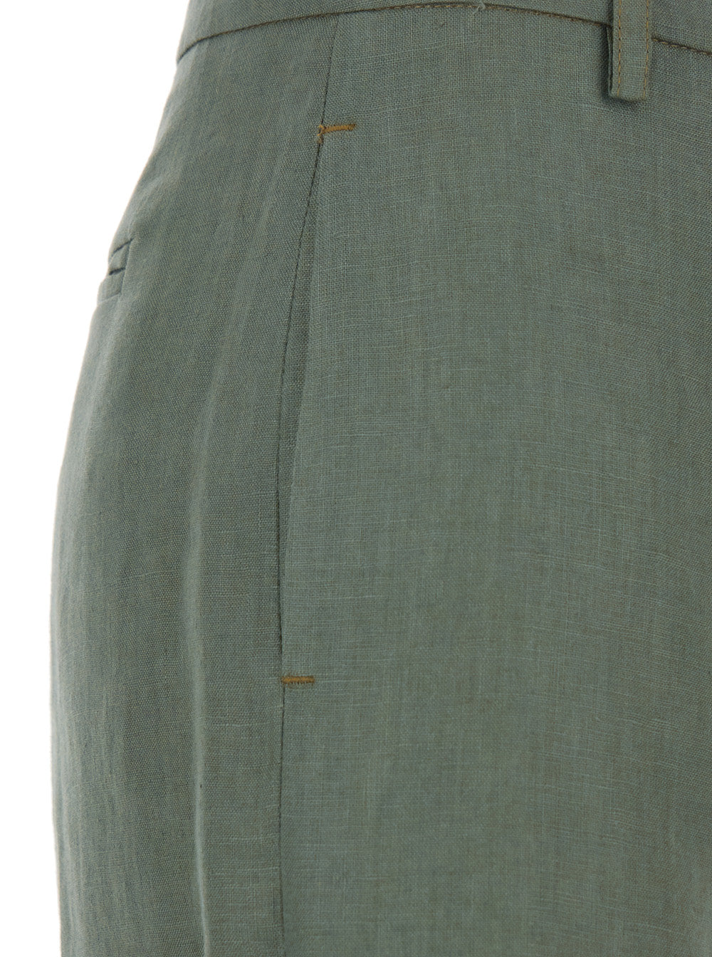 Leplain Women Green Wide Leg Linen Pants With Belt Loops Woman LEPLAIN
