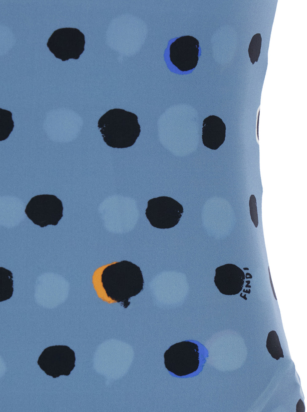 Fendi Women Blue And Black One-Piece Swimsuit Reversible With Thin Straps And All-Over Polka Dot Motif In Tech Fabric For Women FENDI